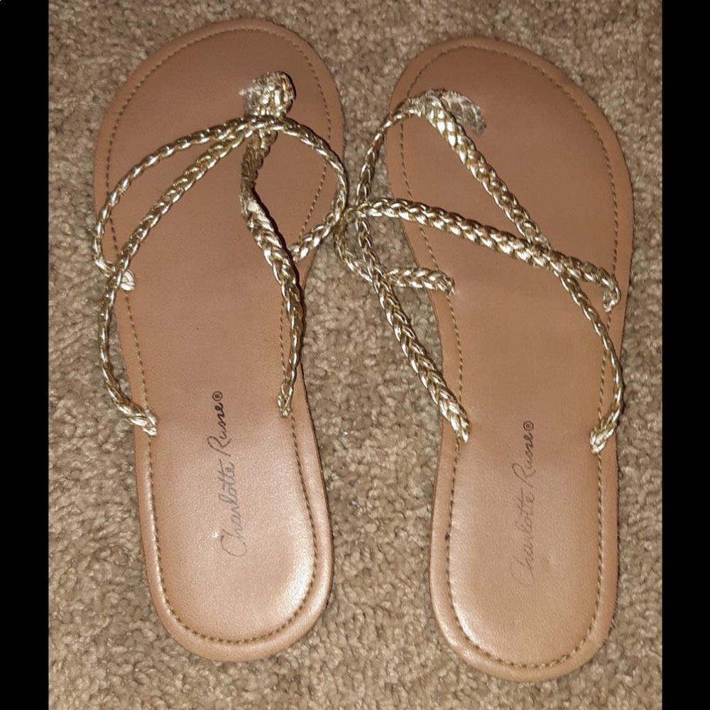 gold sandals barely worn